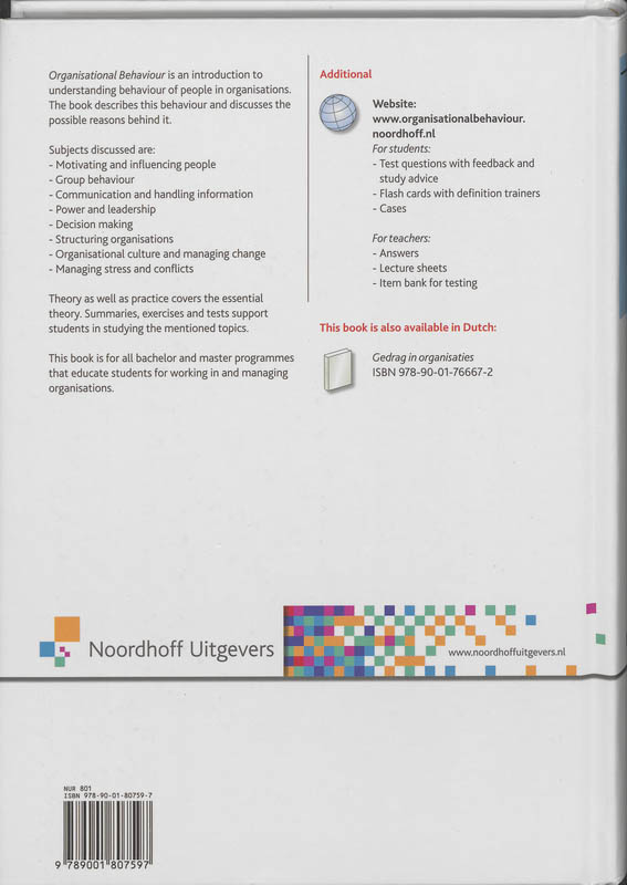 Achterkant van Organisational behaviour