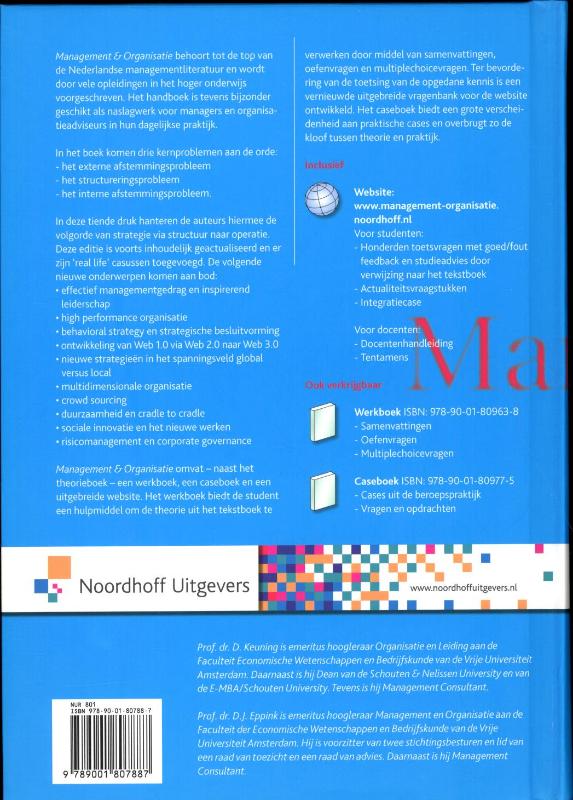 Achterkant van Management en organisatie