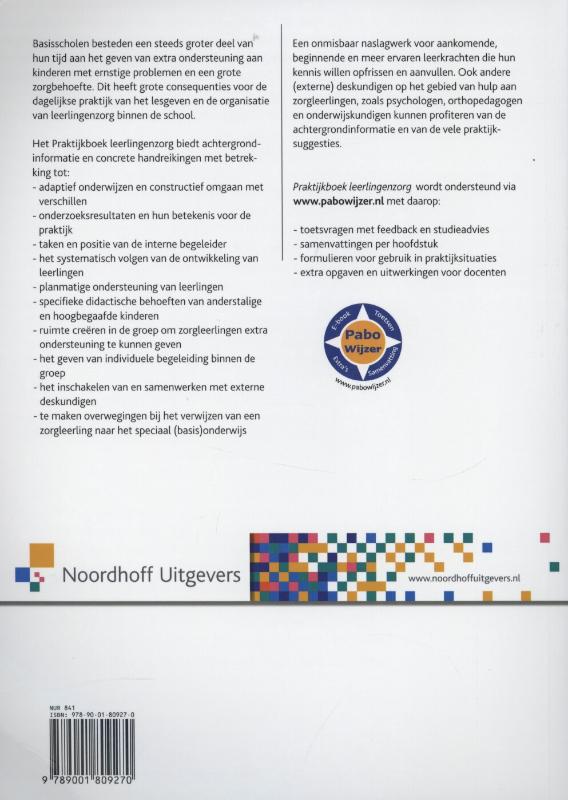 Achterkant van Praktijkboek leerlingenzorg