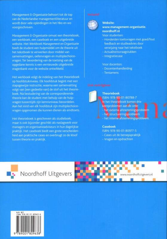 Achterkant van Management en organisatie werkboek