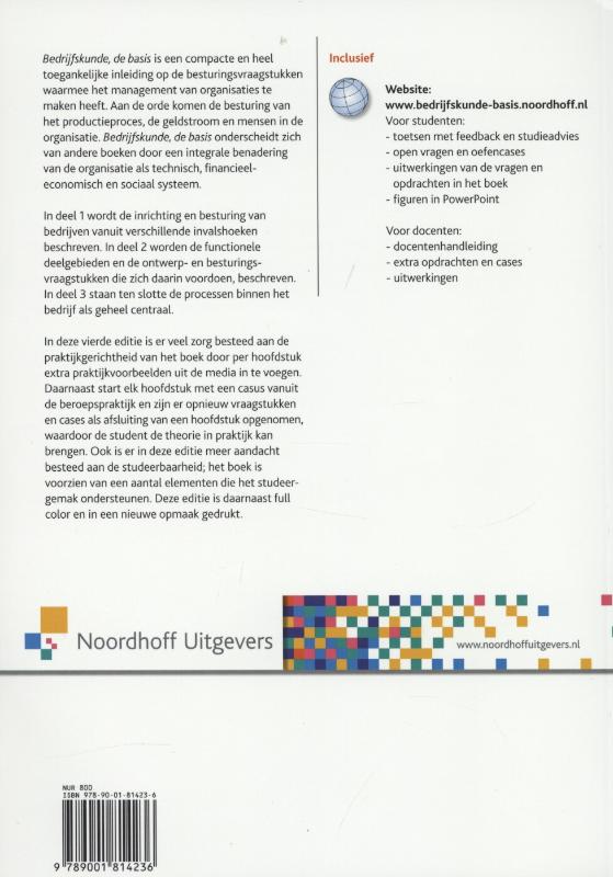 Achterkant van Bedrijfskunde de basis