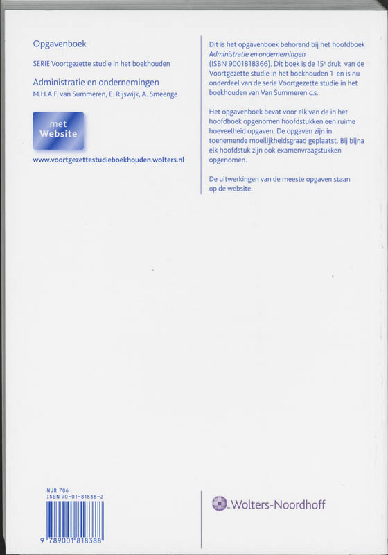 Achterkant van Opgavenboek