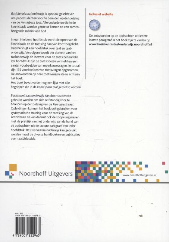 Achterkant van Basiskennis taalonderwijs
