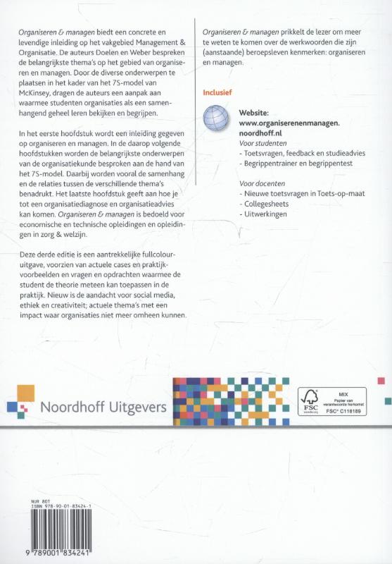Achterkant van Organiseren en managen