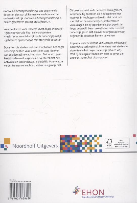Achterkant van Doceren in het hoger onderwijs