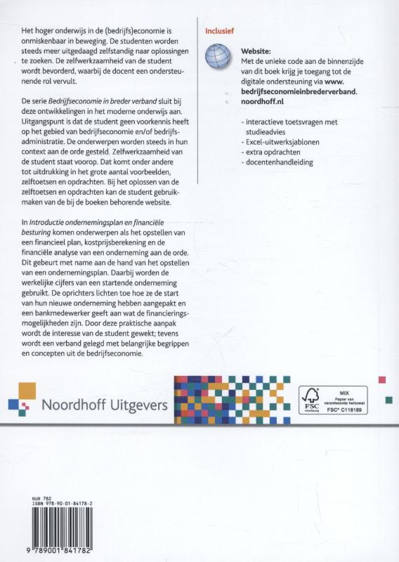 Achterkant van Introductie ondernemingsplan & financiele besturing