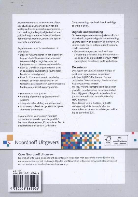 Achterkant van Argumenteren voor juristen