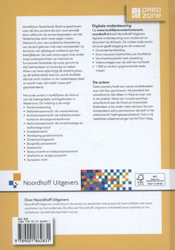Achterkant van Hoofdlijnen Nederlands recht
