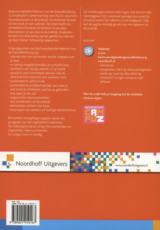 Achterkant van Basisvaardigheden rekenen voor de gezondheidszorg