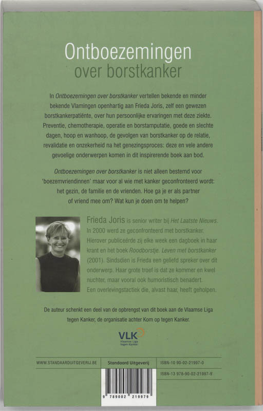 Achterkant van Ontboezemingen over borstkanker