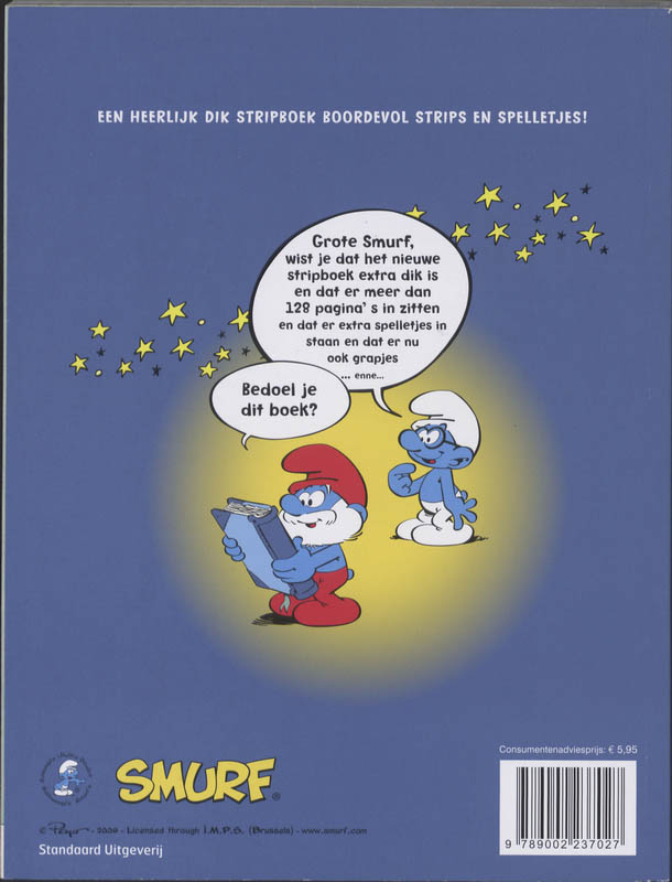 Achterkant van Smurfen vakantieboek