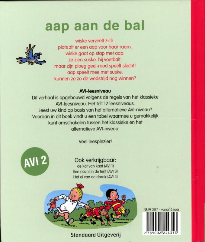 Achterkant van Junior Suske en Wiske Aap aan de bal