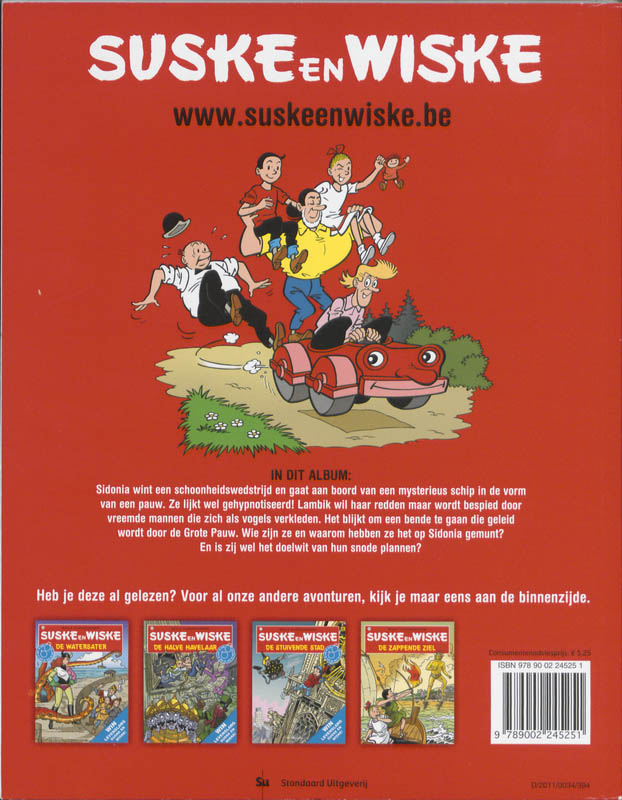 Achterkant van Suske en Wiske de droevoge duif