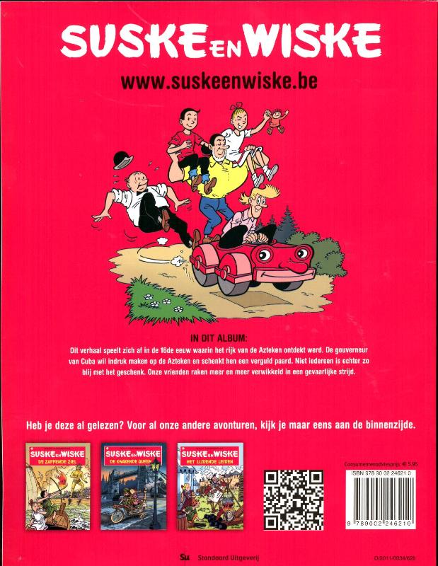 Achterkant van Suske en Wiske Het gouden paard
