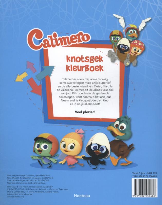 Achterkant van Calimero knotsgek kleurboek