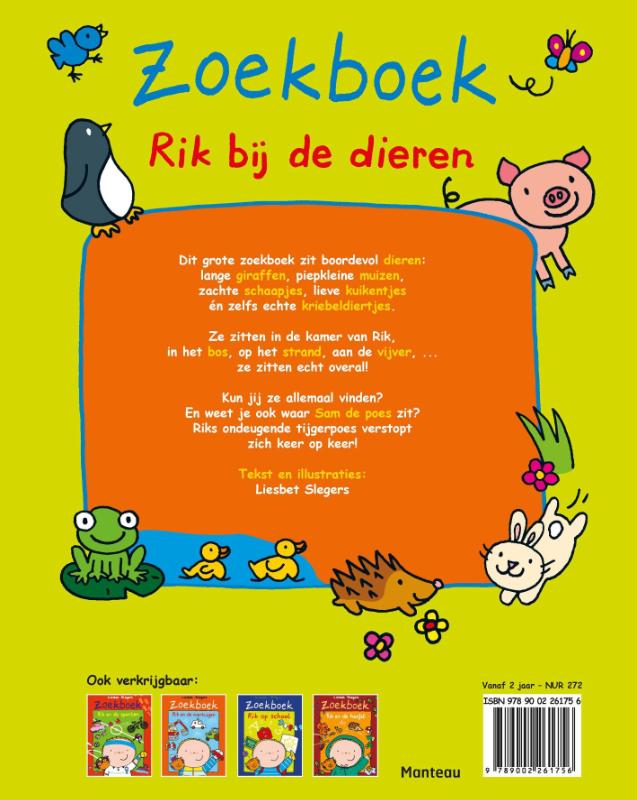 Achterkant van Zoekboek Rik bij de dieren
