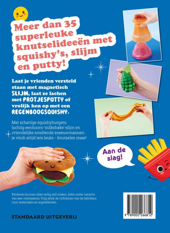Achterkant van Super squishy's slijm en putty