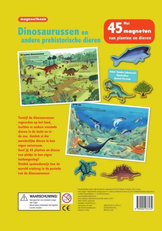 Achterkant van Magneetboek Dinosaurussen (en andere prehistorische dieren)