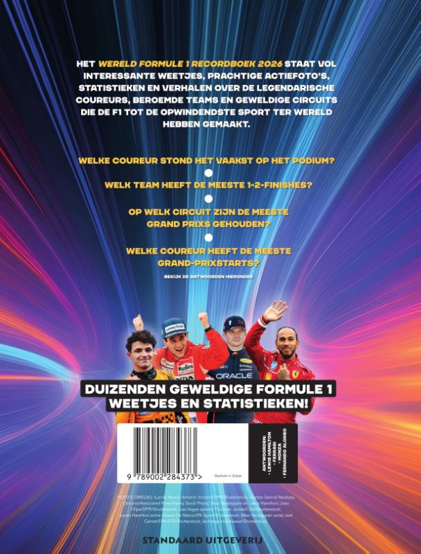 Achterkant van Wereld Formule 1 recordboek 2026
