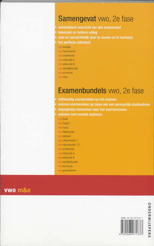 Achterkant van Vwo Management & organisatie