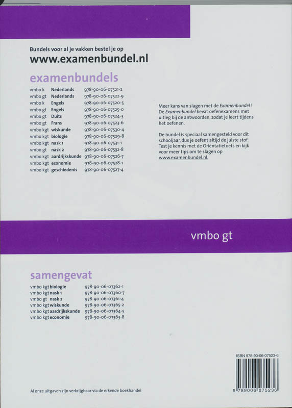 Achterkant van 2009/2010 vmbo-GT Frans