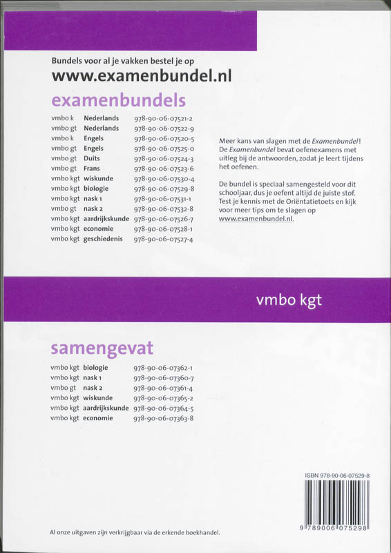 Achterkant van 2009/2010 vmbo-KGT Biologie