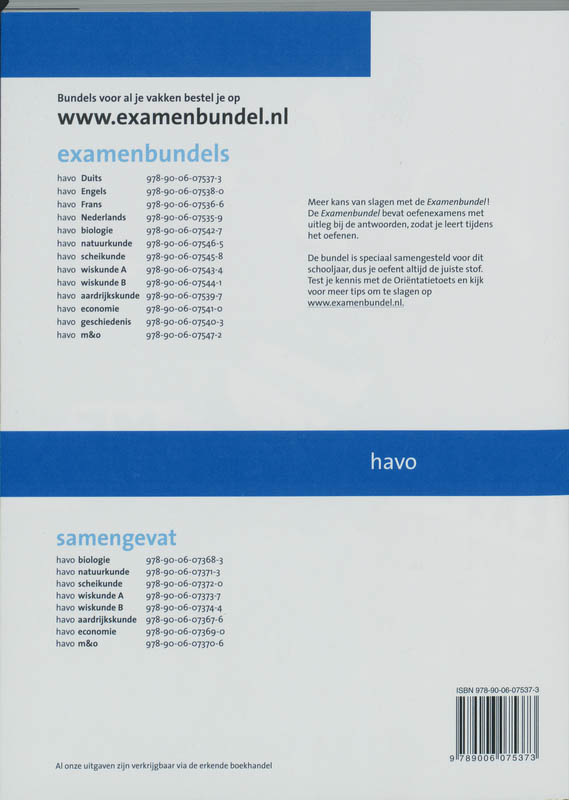 Achterkant van 2009/2010 Havo Duits