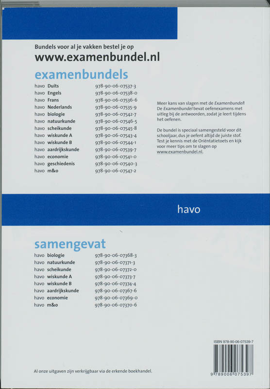 Achterkant van 2009/2010 Havo Aardrijkskunde