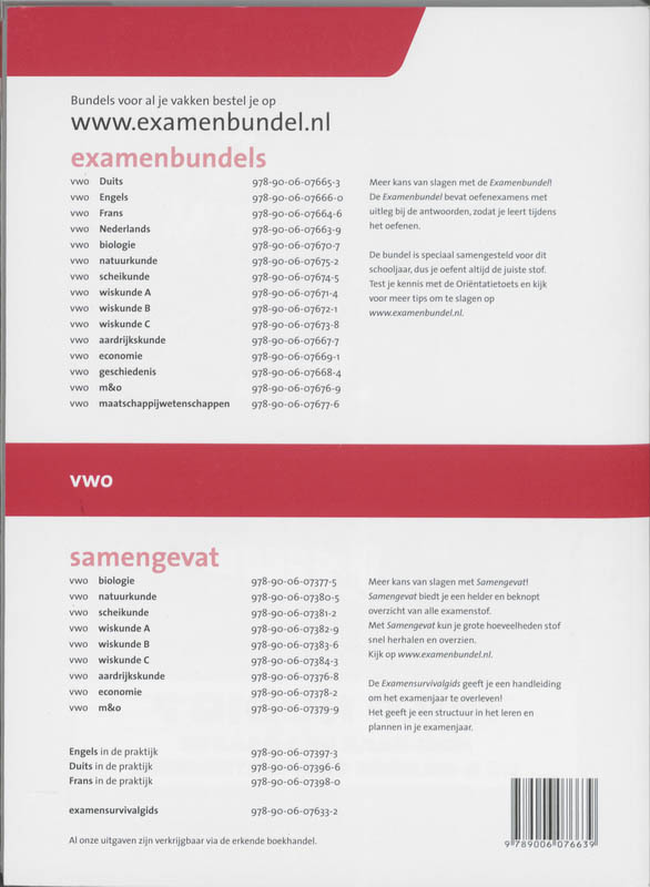 Achterkant van Vwo Nederlands