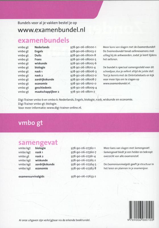Achterkant van 2013/2014 vmbo-gt Economie