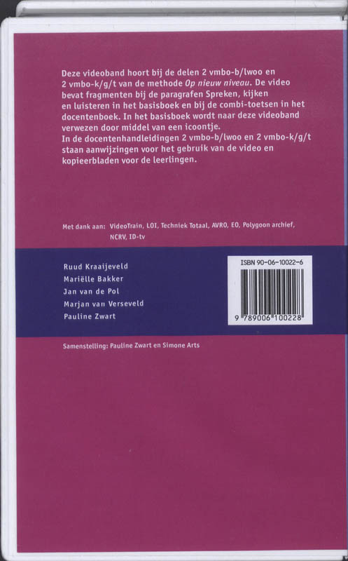 Achterkant van 2 Vmbo-b/lwoo/kgt