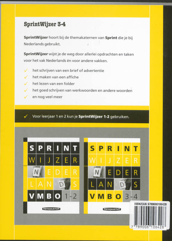 Achterkant van Vmbo 3-4 Sprintwijzer