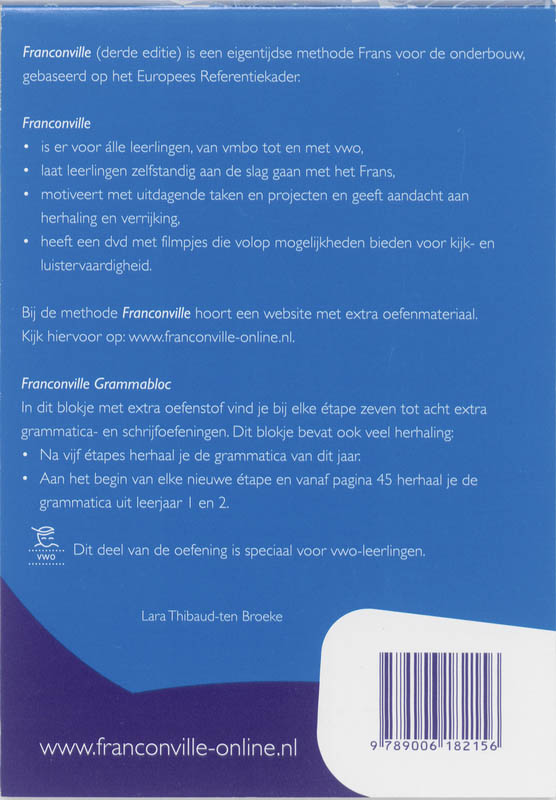 Achterkant van 3 grammabloc havo/vwo