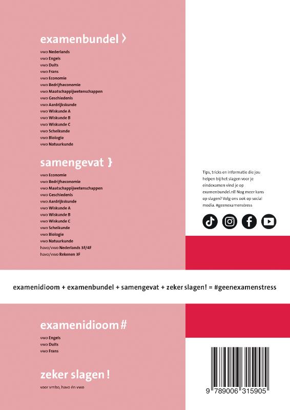 Achterkant van Examenbundel online + boek vwo Wiskunde B 2024/2025