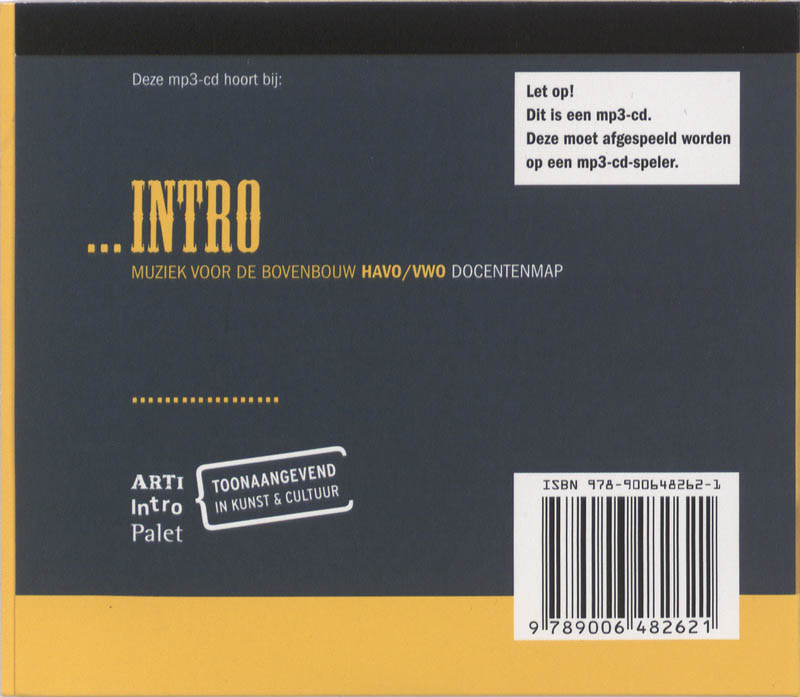 Achterkant van Intro 2e fase 4/5/6 havo/vwo docentenmap+mp3-cd