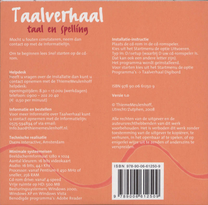 Achterkant van Taalverhaal PDF's voor het Digibord
