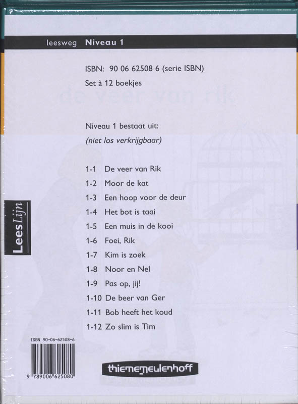 Achterkant van Leeslijn Nieuw Leesweg leesboeken 1 (set 12 bkn)