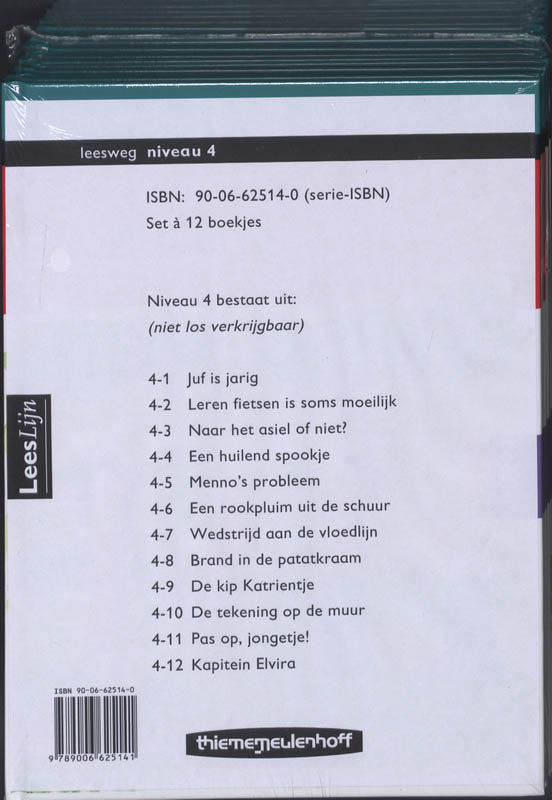 Achterkant van Leeslijn Nieuw Leesweg Leesboeken 4 (set 12 bkn)