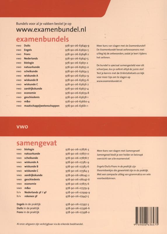 Achterkant van 2015/2016 vwo Nederlands