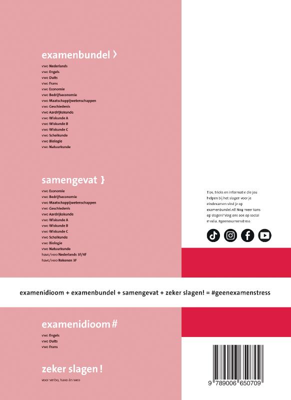 Achterkant van Examenbundel online + boek vwo Engels 2024/2025
