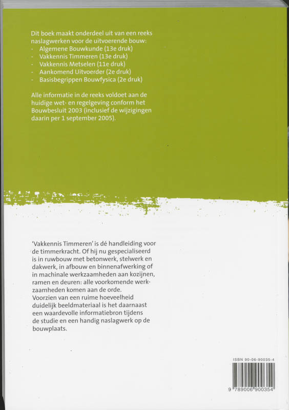 Achterkant van Vakkennis Timmeren
