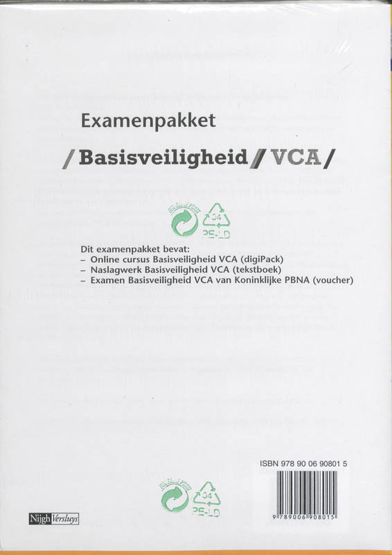 Achterkant van Basisveiligheid VCA Examenpakket