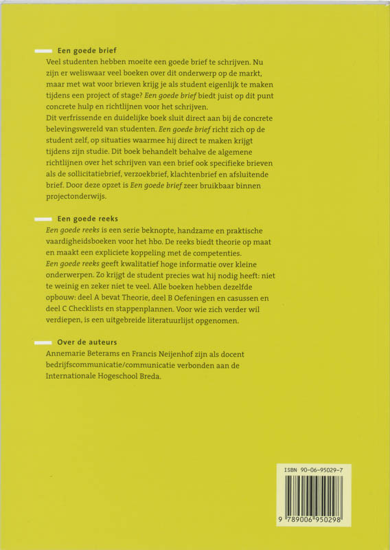 Achterkant van Een goede brief