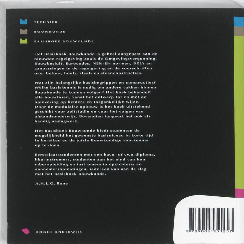 Achterkant van Basisboek Bouwkunde