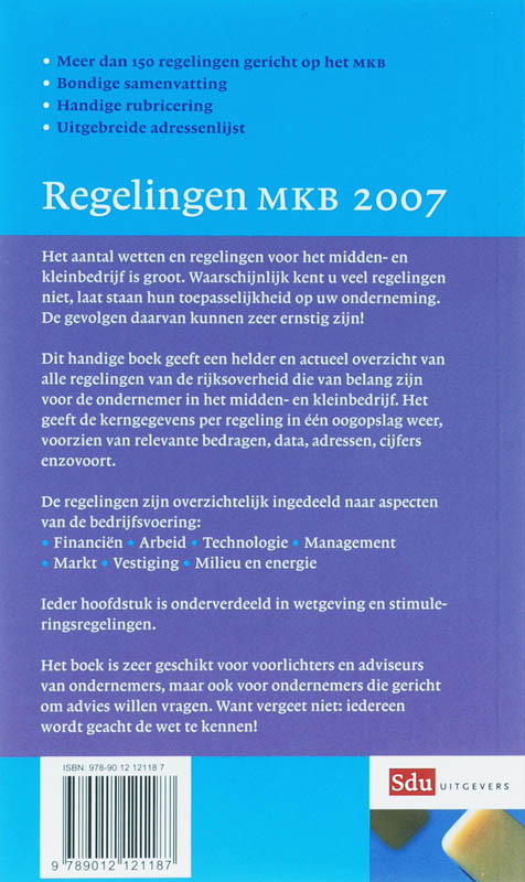 Achterkant van Regelingen MKB 2007