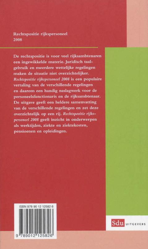 Achterkant van Rechtposietie Rijkspersoneel 2008