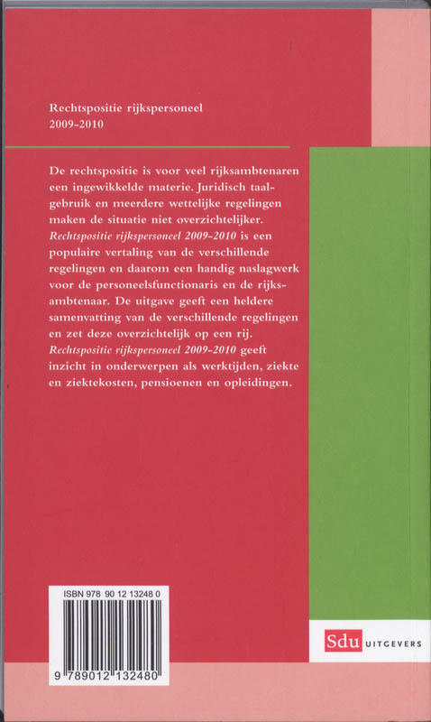 Achterkant van Rechtspositie Rijkpersoneel 2009-2010