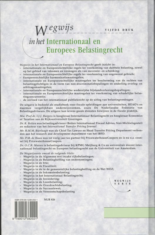 Achterkant van Wegwijs in het Internationaal en Europees Belastingrecht