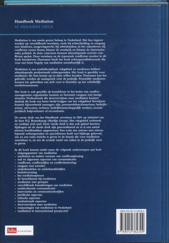 Achterkant van Handboek Mediation