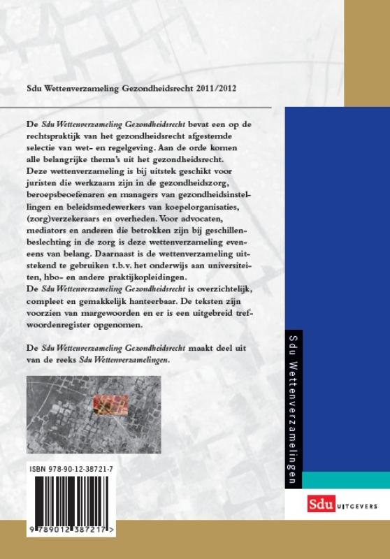 Achterkant van Sdu Wettenverzameling Gezondheidsrecht 2011-2012